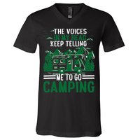 The Voices In My Head Keep Telling Me To Go Camping V-Neck T-Shirt