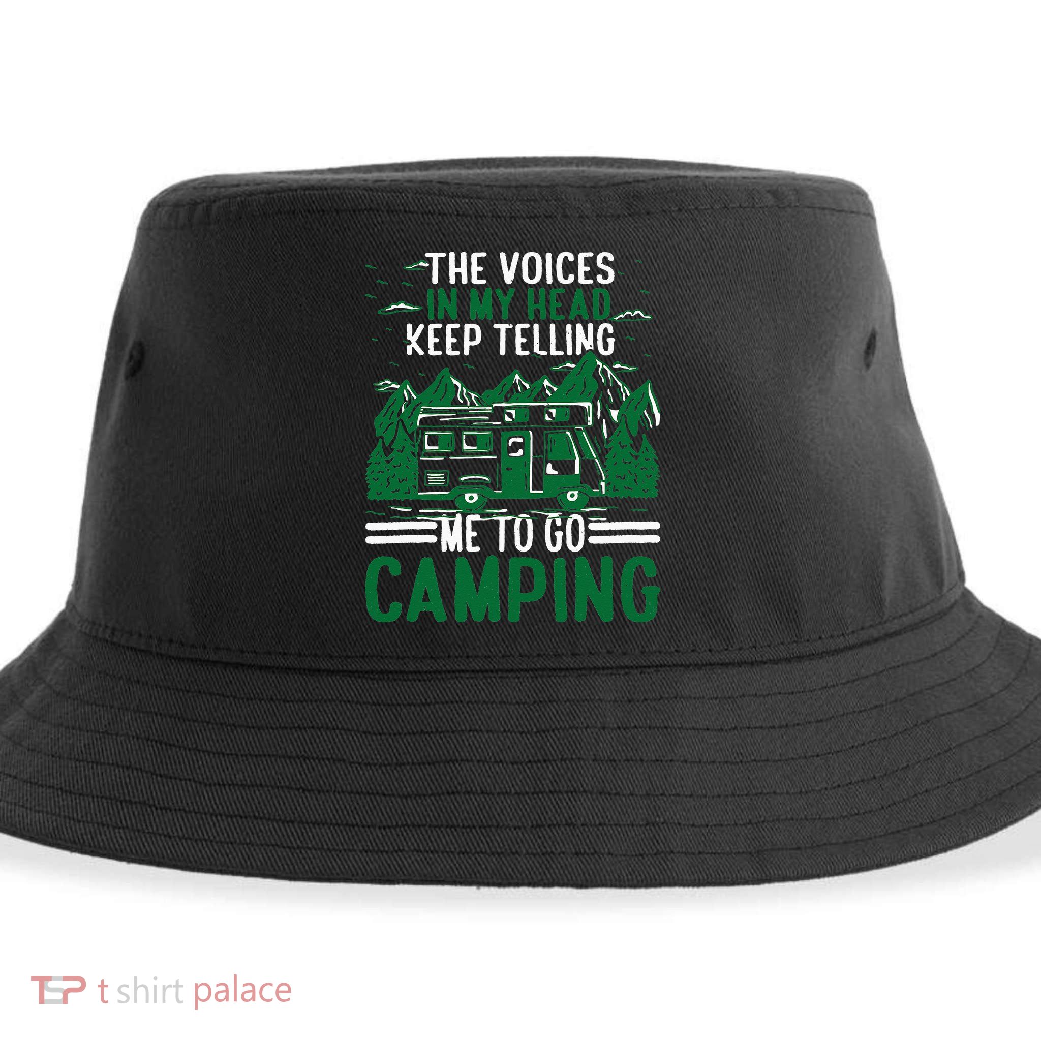 The Voices In My Head Keep Telling Me To Go Camping Sustainable Bucket Hat
