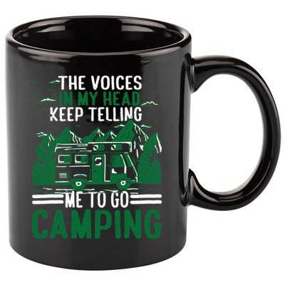 The Voices In My Head Keep Telling Me To Go Camping 11oz C Handle Ceramic Mug