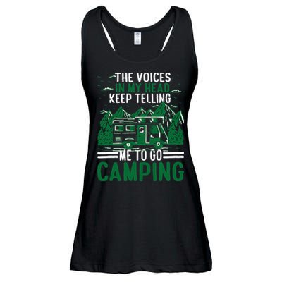 The Voices In My Head Keep Telling Me To Go Camping Ladies Essential Flowy Tank
