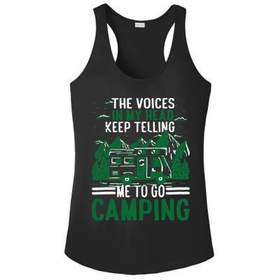 The Voices In My Head Keep Telling Me To Go Camping Ladies PosiCharge Competitor Racerback Tank