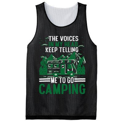 The Voices In My Head Keep Telling Me To Go Camping Mesh Reversible Basketball Jersey Tank