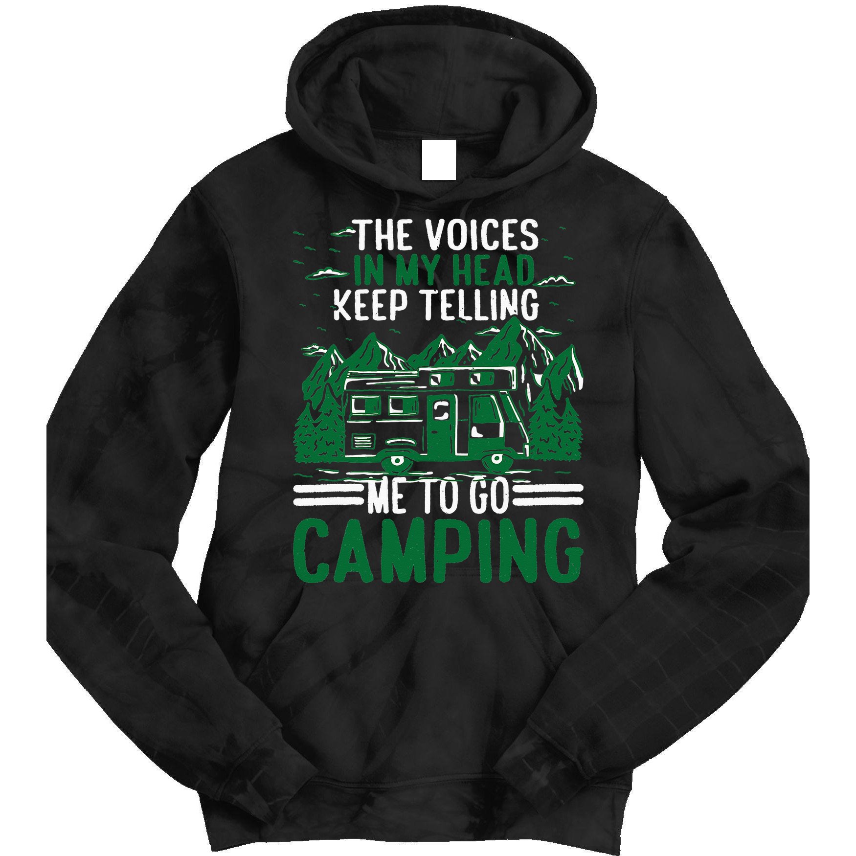 The Voices In My Head Keep Telling Me To Go Camping Tie Dye Hoodie