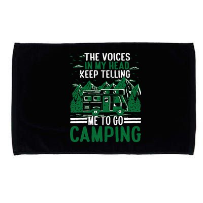 The Voices In My Head Keep Telling Me To Go Camping Microfiber Hand Towel