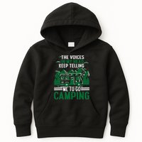The Voices In My Head Keep Telling Me To Go Camping Kids Hoodie