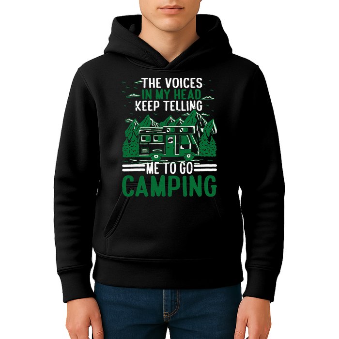 The Voices In My Head Keep Telling Me To Go Camping Kids Hoodie