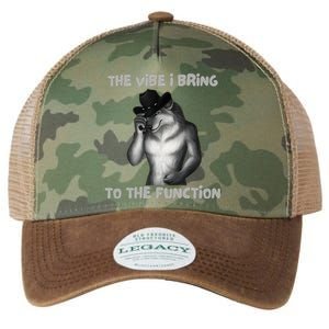 The Vibe I Bring To The Function Funny Wolf Meme Legacy Tie Dye Trucker Hat