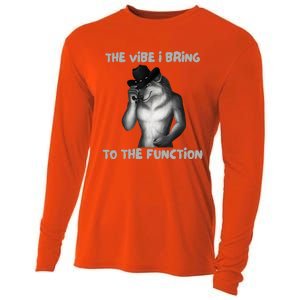 The Vibe I Bring To The Function Funny Wolf Meme Cooling Performance Long Sleeve Crew