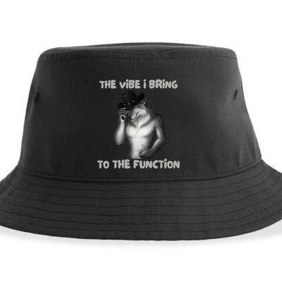 The Vibe I Bring To The Function Funny Wolf Meme Sustainable Bucket Hat
