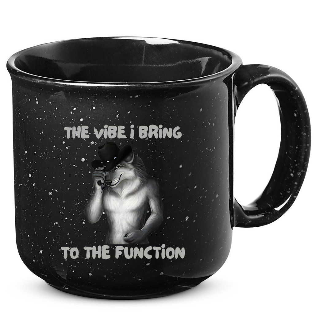 The Vibe I Bring To The Function Funny Wolf Meme 15oz Campfire Ceramic Mug