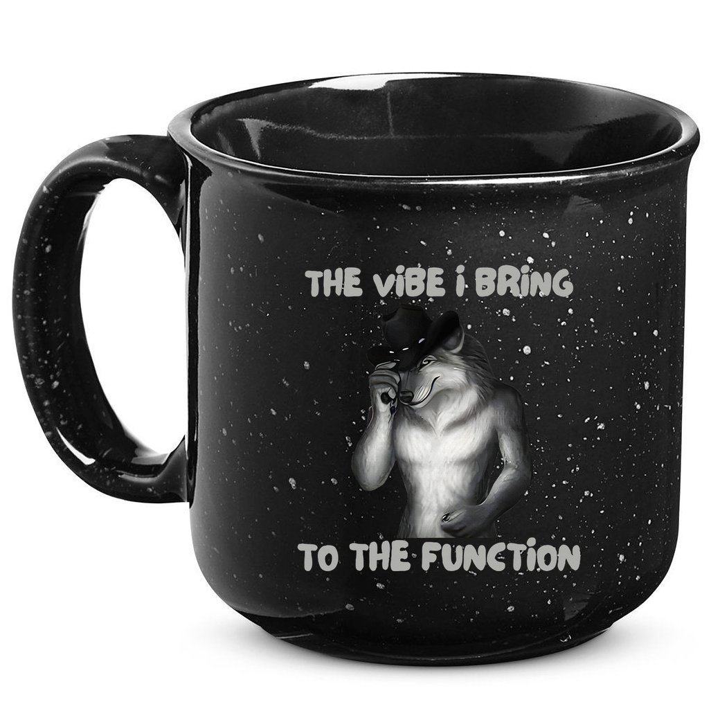 The Vibe I Bring To The Function Funny Wolf Meme 15oz Campfire Ceramic Mug
