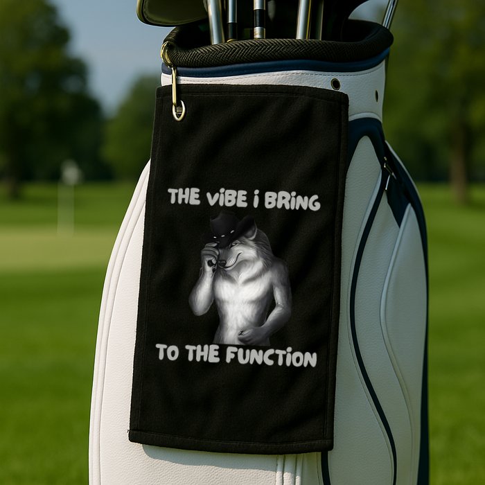 The Vibe I Bring To The Function Funny Wolf Meme Golf Towel