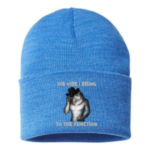 The Vibe I Bring To The Function Funny Wolf Meme Sustainable Knit Beanie