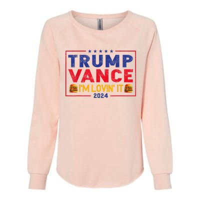 Trump Vance Im Lovin It Hamburger 2024 Womens California Wash Sweatshirt