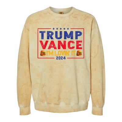 Trump Vance Im Lovin It Hamburger 2024 Colorblast Crewneck Sweatshirt