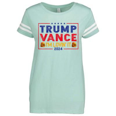 Trump Vance Im Lovin It Hamburger 2024 Enza Ladies Jersey Football T-Shirt