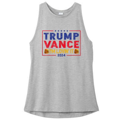 Trump Vance Im Lovin It Hamburger 2024 Ladies PosiCharge Tri-Blend Wicking Tank