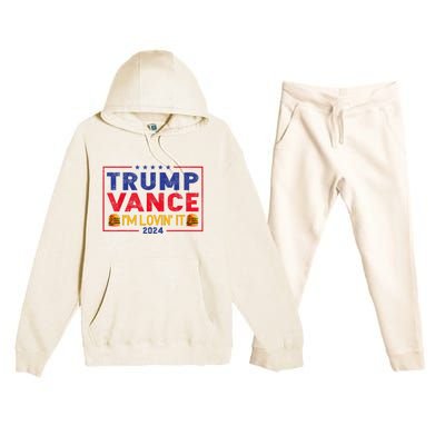 Trump Vance Im Lovin It Hamburger 2024 Premium Hooded Sweatsuit Set