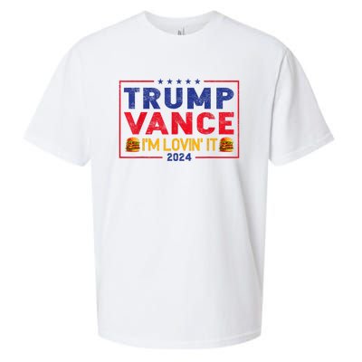 Trump Vance Im Lovin It Hamburger 2024 Sueded Cloud Jersey T-Shirt