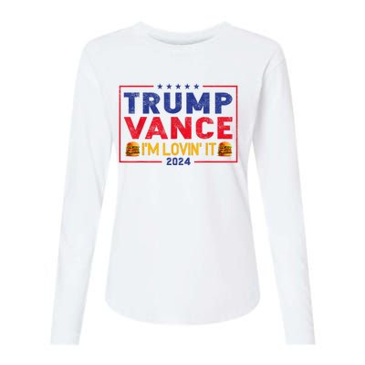 Trump Vance Im Lovin It Hamburger 2024 Womens Cotton Relaxed Long Sleeve T-Shirt