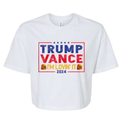 Trump Vance Im Lovin It Hamburger 2024 Bella+Canvas Jersey Crop Tee