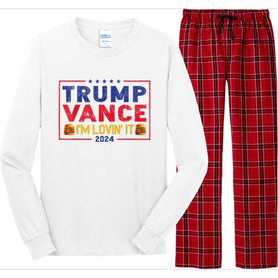 Trump Vance Im Lovin It Hamburger 2024 Long Sleeve Pajama Set