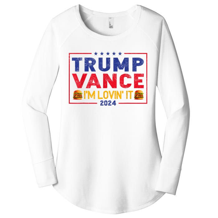 Trump Vance Im Lovin It Hamburger 2024 Women's Perfect Tri Tunic Long Sleeve Shirt