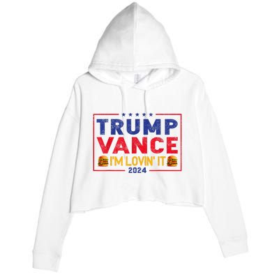 Trump Vance Im Lovin It Hamburger 2024 Crop Fleece Hoodie