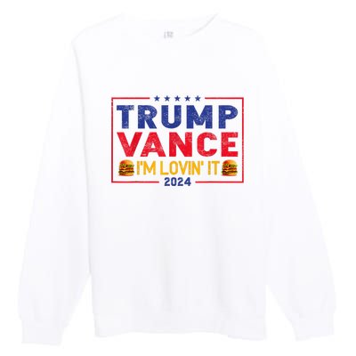 Trump Vance Im Lovin It Hamburger 2024 Premium Crewneck Sweatshirt