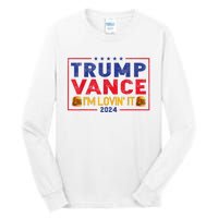 Trump Vance Im Lovin It Hamburger 2024 Tall Long Sleeve T-Shirt