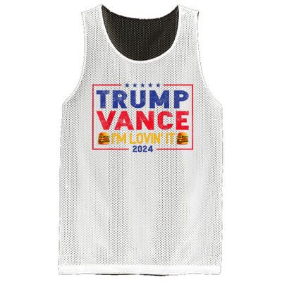 Trump Vance Im Lovin It Hamburger 2024 Mesh Reversible Basketball Jersey Tank