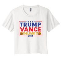 Trump Vance Im Lovin It Hamburger 2024 Women's Crop Top Tee