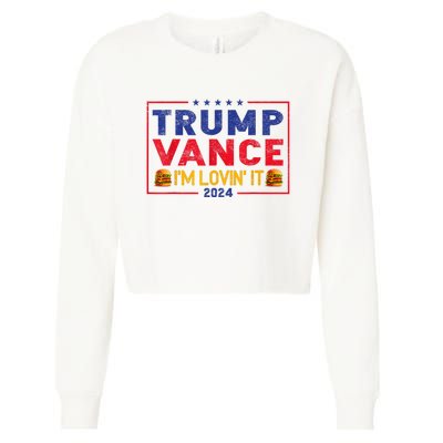 Trump Vance Im Lovin It Hamburger 2024 Cropped Pullover Crew