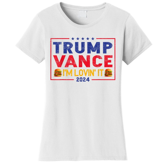 Trump Vance Im Lovin It Hamburger 2024 Women's T-Shirt