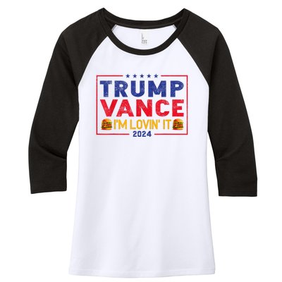 Trump Vance Im Lovin It Hamburger 2024 Women's Tri-Blend 3/4-Sleeve Raglan Shirt