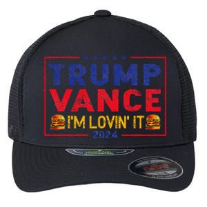 Trump Vance IM Lovin It Hamburger 2024 Flexfit Unipanel Trucker Cap