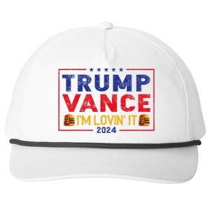 Trump Vance IM Lovin It Hamburger 2024 Snapback Five-Panel Rope Hat