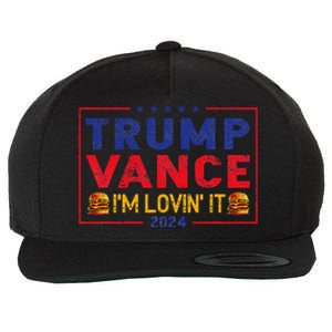 Trump Vance IM Lovin It Hamburger 2024 Wool Snapback Cap