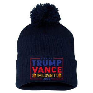 Trump Vance IM Lovin It Hamburger 2024 Pom Pom 12in Knit Beanie