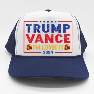 Trump Vance IM Lovin It Hamburger 2024 Trucker Hat