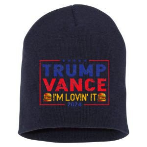 Trump Vance IM Lovin It Hamburger 2024 Short Acrylic Beanie