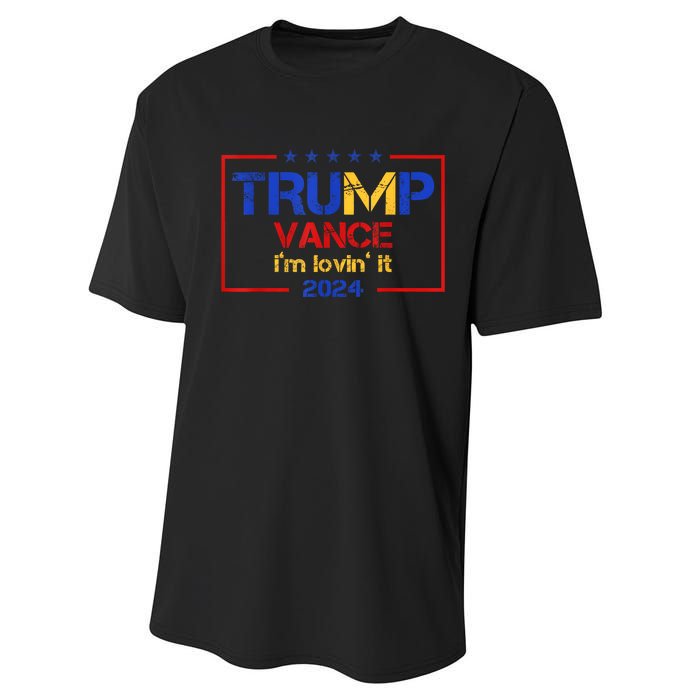 Trump Vance IM Lovin It 2024 Funny Saying Quote Trump Performance Sprint T-Shirt