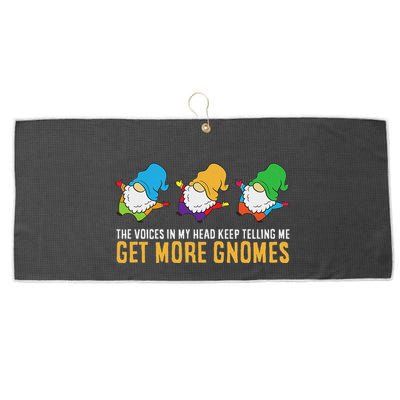 The Voices In My Head Keep Telling Me Get More Gnomes Large Microfiber Waffle Golf Towel