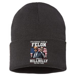 Trump Vance ItS Gonna Take A Felon And A Hillbilly To Fix Gift Sustainable Knit Beanie