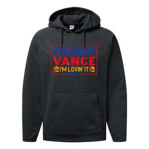 Trump Vance IM Lovin It Hamburger 2024 Performance Fleece Hoodie