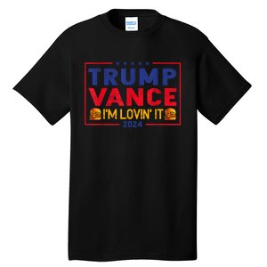 Trump Vance IM Lovin It Hamburger 2024 Tall T-Shirt