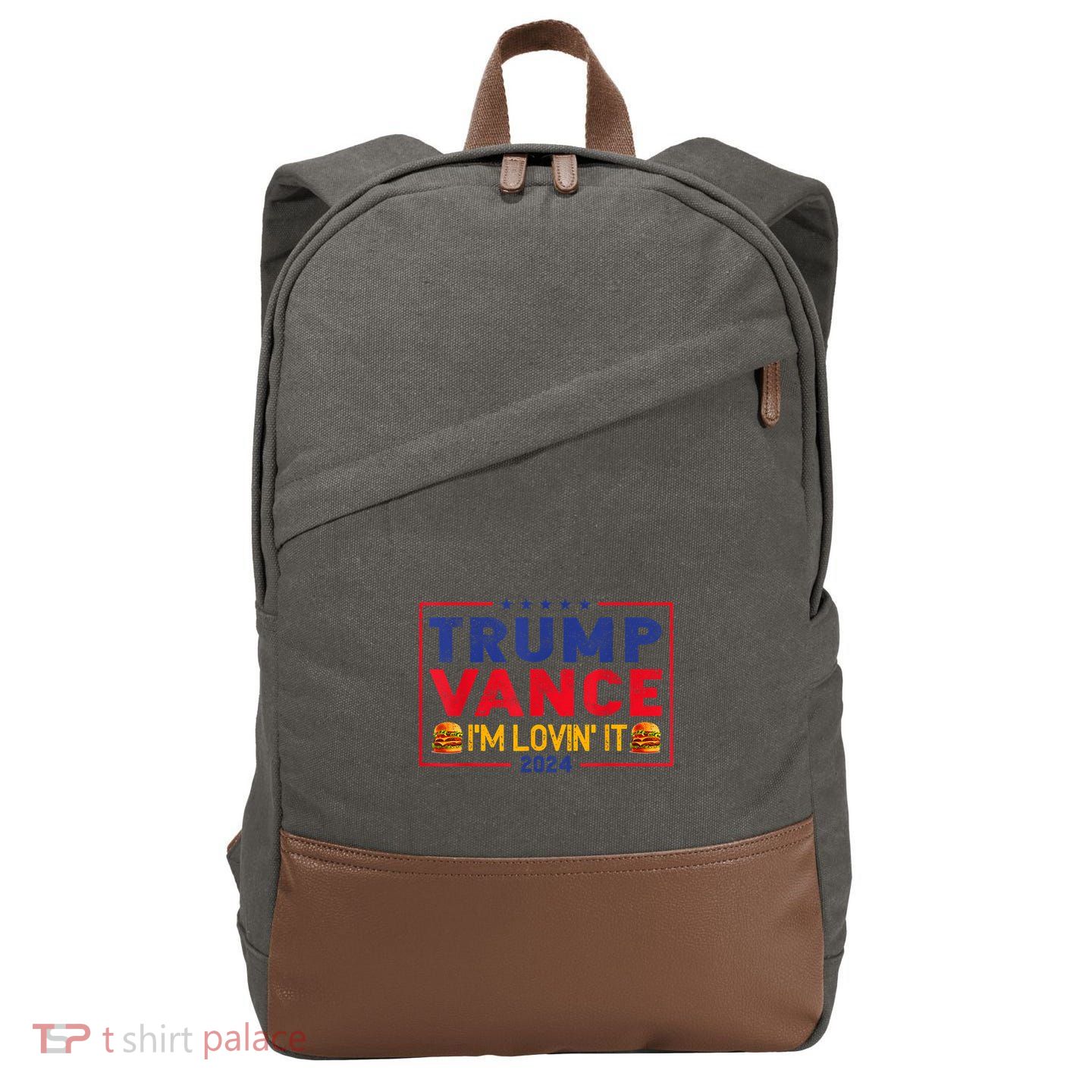 Trump Vance IM Lovin It Hamburger 2024 Cotton Canvas Backpack