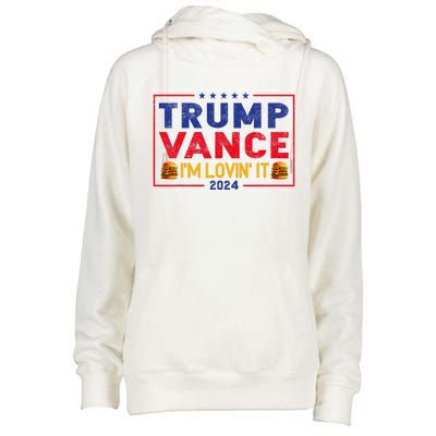 Trump Vance IM Lovin It Hamburger 2024 Womens Funnel Neck Pullover Hood