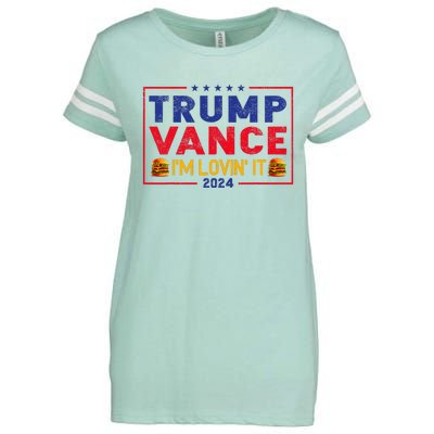 Trump Vance IM Lovin It Hamburger 2024 Enza Ladies Jersey Football T-Shirt