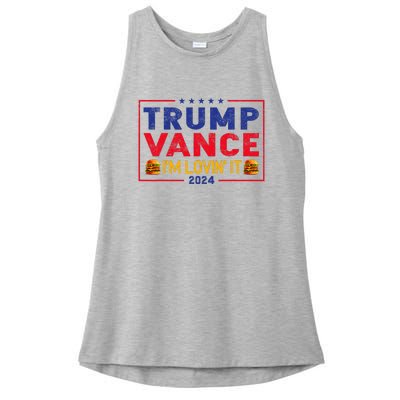 Trump Vance IM Lovin It Hamburger 2024 Ladies PosiCharge Tri-Blend Wicking Tank